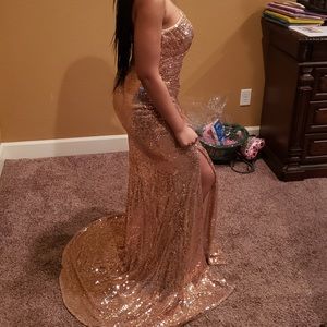 Sparkly Rose Gold Prom Dress